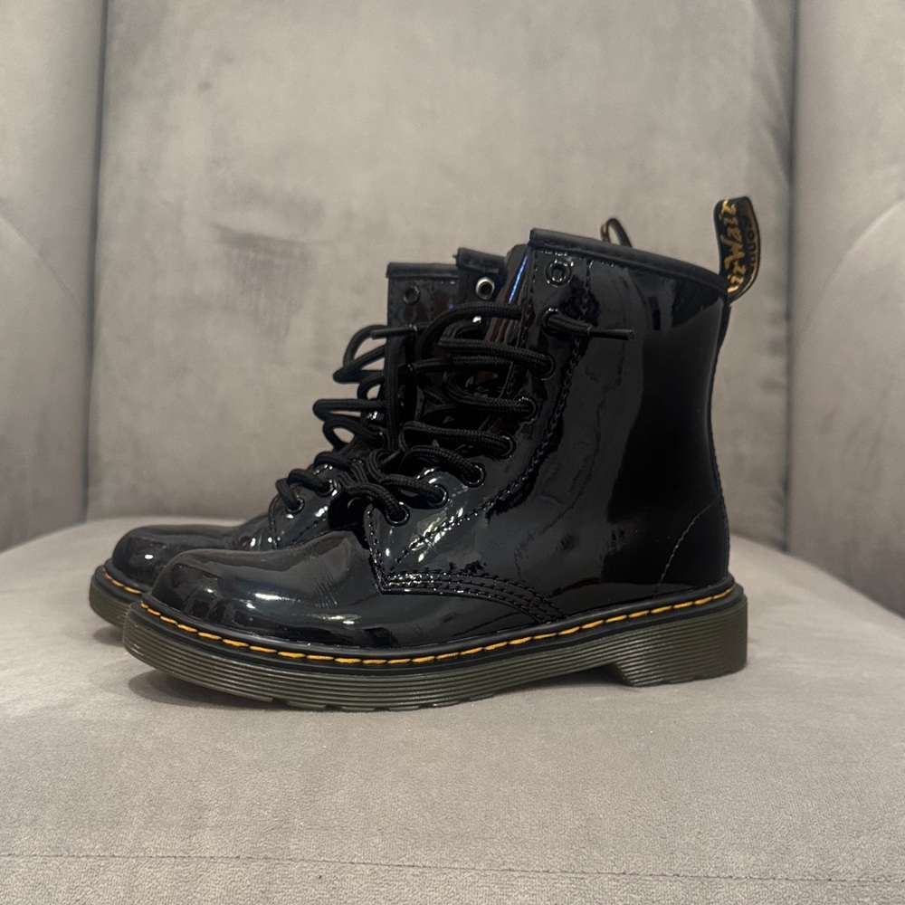 Dr. Martens 1460 Youth Patent Black Lace-Up Boots